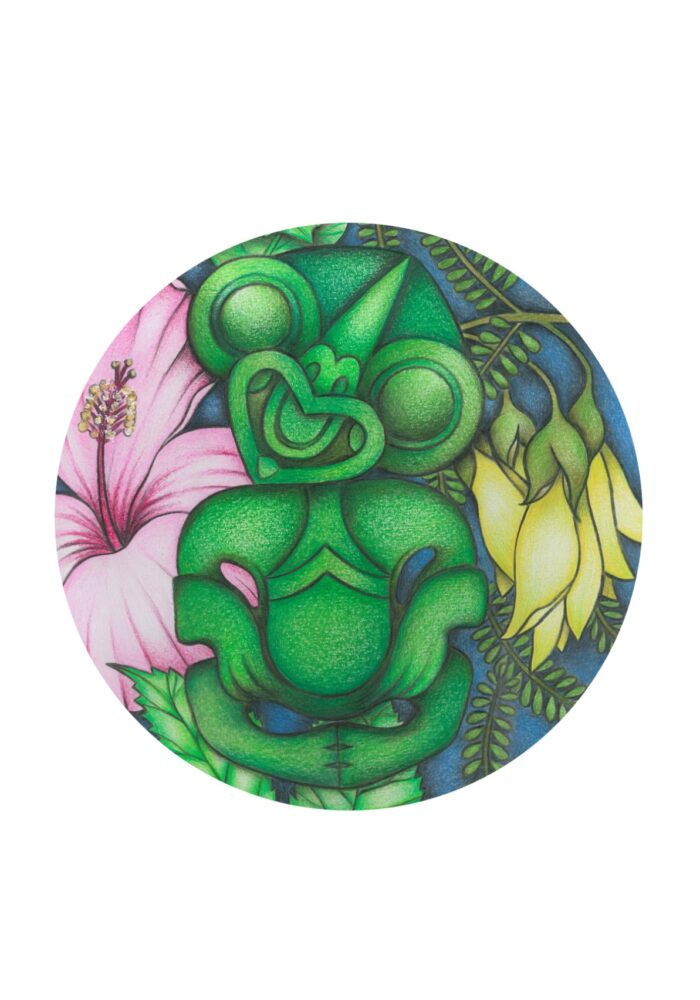 Hei Tiki with Hibiscus/Kowhai, Verity Claire Print